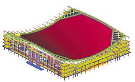 Расчетная конструкция Ледового дворца спорта